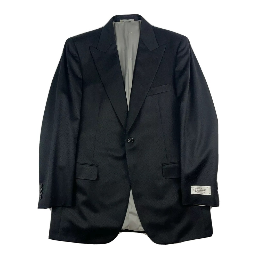 Belvest Black Patterned Peak Lapel Super 120s Wool Blazer Jacket 40R NWT G2254